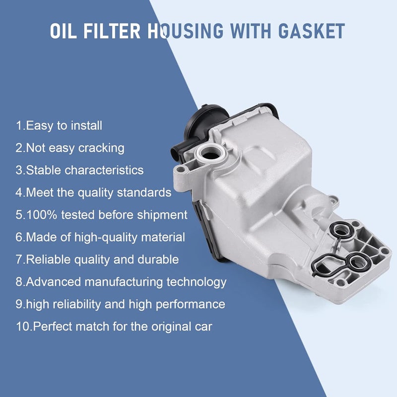 DICMIC Oil Filter Housing with Gasket for 2004-2016 Volvo C30 C70 S40 S60 V50 V60 XC60 XC70 Replace# 31338685, 31338684, 30788494, 30684381 - Image 2